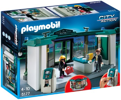 Playmobil - 5177 - Jeu de Construction - Banque avec Distributeur de Billets Playmobil - 5177 - Jeu de Construction - Banque avec Distributeur de Billets