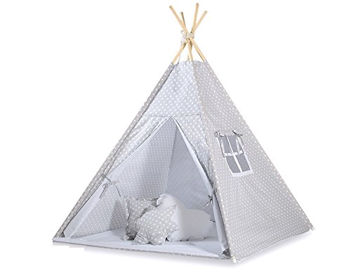 Tipi (Teepee) pour enfant avec textile gris à pois Tipi (Teepee) pour enfant avec textile gris à pois