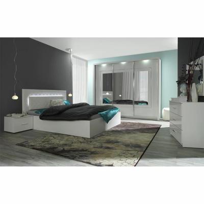 Lit pour adulte 2 Places avec LED   2 Chevets 