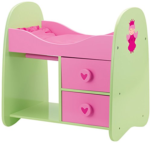 Bayer Design - 51107 - Mobilier De Poupée - Lit Bois - Princess Rose/vert Avec Rangements - 50/36/51 Cm Bayer Design - 51107 - Mobilier De Poupée - Lit Bois - Princess Rose/vert Avec Rangements - 50/36/51 Cm