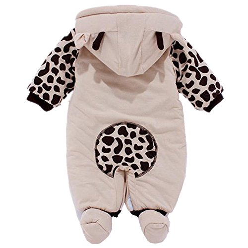 Fairy Season Nouveau-né Bébé Combinaison Unisexe Vêtements épais Capuche Ensembles Mignon Manteau Cotton Romper Coverall Tenues Jumpsuit Salopette One-piece Thick Outfits Coat d'hiver Automne 3-9M (Beige) (3-6 mois)