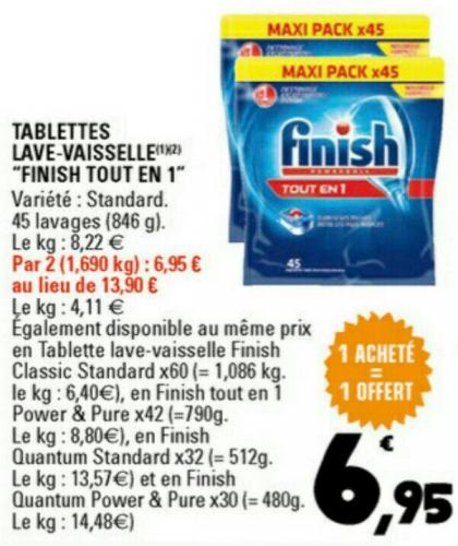 Tablettes Lave-Vaisselle "Finish Tout en 1