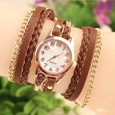 le cuir de mode des femmes enchaîné montre à quartz japonais (couleurs assorties) le cuir de mode des femmes enchaîné montre à quartz japonais (couleurs assorties)