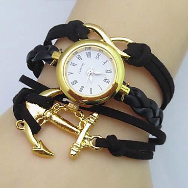 PETIT PRIX bateau à débordement cuir d'ancrage bande de tissage de bracelet analogique à quartz des femmes regarder (couleurs assorties) PETIT PRIX bateau à débordement cuir d'ancrage bande de tissage de bracelet analogique à quartz des femmes regarder (couleurs assorties)