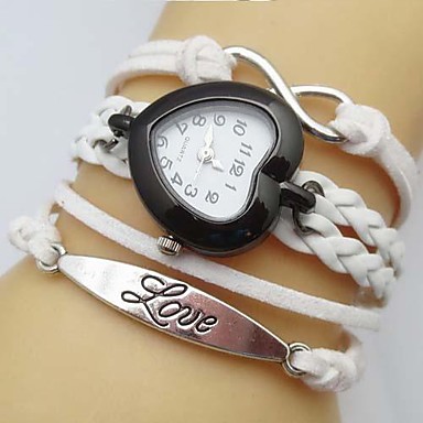 PETIT PRIX Montre cuir infini cadran amour en forme de coeur bande de tissage bracelet analogique à quartz pour femmes (couleurs assorties) PETIT PRIX Montre cuir infini cadran amour en forme de coeur bande de tissage bracelet analogique à quartz pour femmes (couleurs assorties)