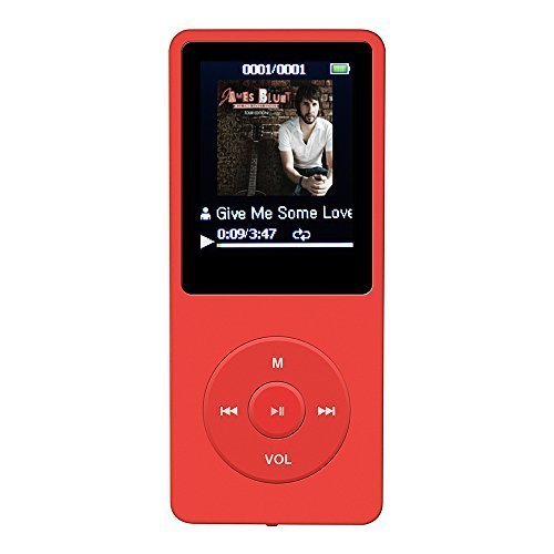AGPtEK A02 8 Go et 70 Heures de Lecture MP3 Lossless son Lecteur de Musique (Prend en Charge Jusqu'à 64 Go), Rouge