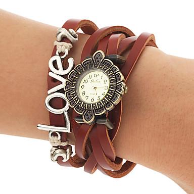 PETIT PRIX Rétro ronde des femmes Cadran Amour Pu Band bracelet à quartz analogique (couleurs assorties) PETIT PRIX Rétro ronde des femmes Cadran Amour Pu Band bracelet à quartz analogique (couleurs assorties)