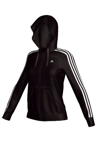 adidas DAX21804XS Veste à capuche pour femme Essentials 3S Noir/Blanc Taille XS