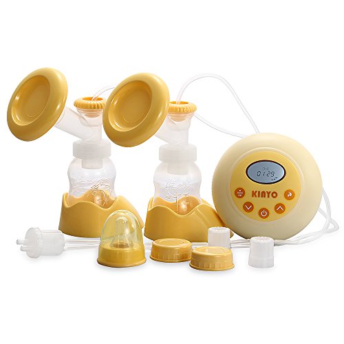 KinYo®Tire-Lait Electrique Double Pompage 49dB Super Silencieux Grand Écran LCD Massage de Succion Biberon Sécutitaire Nourriture Tétine de Rechange pour Nouveau-né Bébé Allaitement