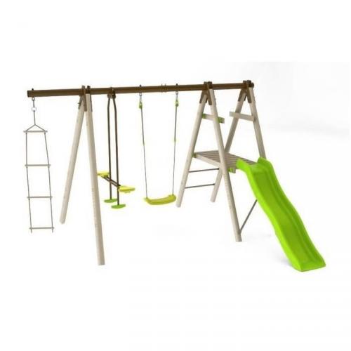 Portique 3 agrès / Balançoire 4 enfants avec toboggan
