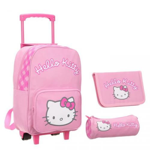 HELLO KITTY sac à dos roulettes Set 3 pièces Fille