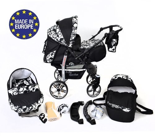 Baby Sportive - Landau pour bébé avec roues pivotables + Siège Auto - Poussette - Système 3en1, incluant sac à langer et protection pluie et moustique