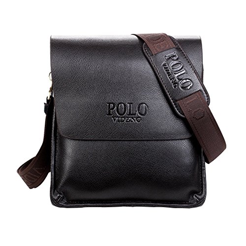 MissFox Homme PU Cuir Sac à Bandoulière Réglable Pour le Bureau Brun Grand