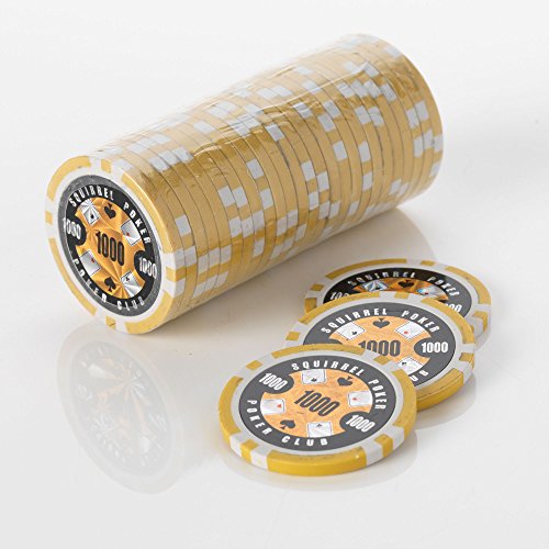 15 g Motif jetons de Poker jeu de Poker Motif écureuil Club 15 g de Poker Couleur : Jaune, (= $1000 15 g Motif jetons de Poker jeu de Poker Motif écureuil Club 15 g de Poker Couleur : Jaune, (= $1000