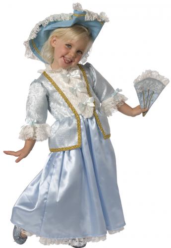 Déguisement princesse renaissance enfant fille bleu et dentelle