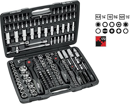 Vigor V2461 Jeu de douilles 6,3 mm, 10 mm, 12,5 mm, 172 pièces Vigor V2461 Jeu de douilles 6,3 mm, 10 mm, 12,5 mm, 172 pièces