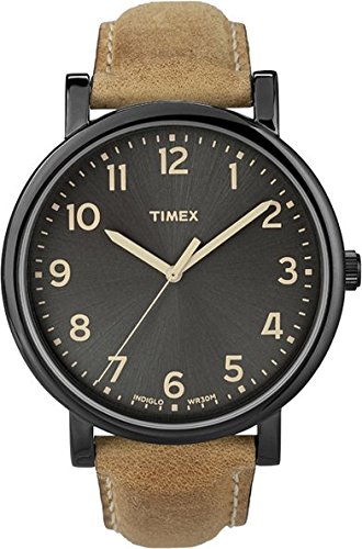Timex - T2N677D7 - Timex Heritage Easy Reader - Montre Mixte - Quartz Analogique - Cadran Noir - Bracelet Cuir Marron