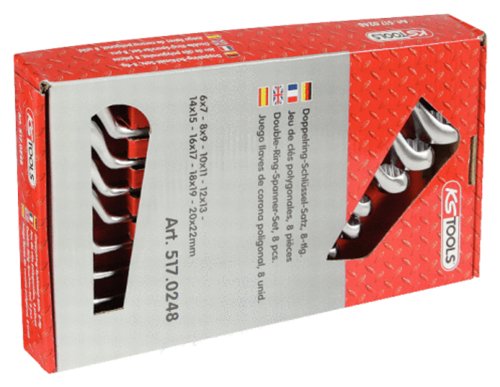 KS Tools 517.0248 Jeu de 8 clés polygonales doubles coudées Classic 6 x 7-20 x 22 mm KS Tools 517.0248 Jeu de 8 clés polygonales doubles coudées Classic 6 x 7-20 x 22 mm