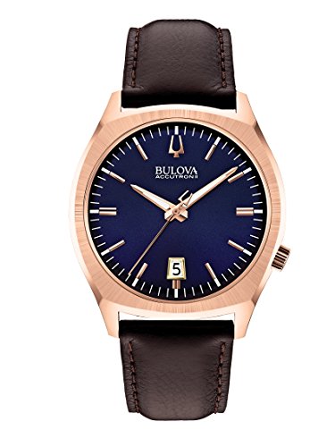 Bulova - 97B133 - Surveyor - Montre Mixte - Quartz Analogique - Cadran Bleu - Bracelet Cuir Marron