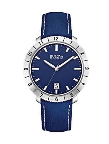 Bulova - 96B204 - Moonview - Montre Mixte - Quartz Analogique - Cadran Bleu - Bracelet Cuir Bleu