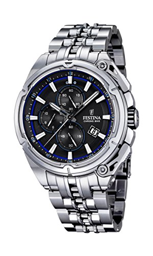 Festina - F16881/5 - Montre Homme - Quartz - Analogique - Chronomètre - Aiguilles lumineuses - Bracelet Acier inoxydable Argent