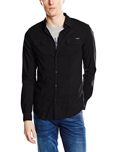 Kaporal Farme - Col chemise classique - Taille ajustée - Manches longues - Homme - Noir (Black) - Small (Taille fabricant: S)