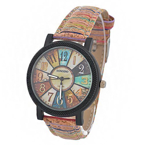Souarts Montre à Quartz Chiffres Romains Vintage Motif 24.5cm