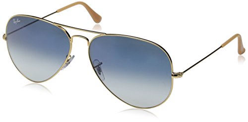 Ray-Ban - Lunette de soleil Aviator Rb 3025 004/51 Aviator 55 mm, Gold/Crystal gradient light blue, 62