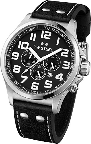TW Steel - TW413 - Montre Mixte - Quartz Chronographe - Bracelet Cuir Noir
