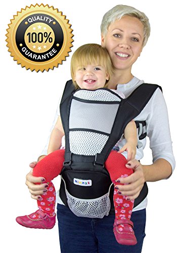 Porte Bébé NimNik Baby - Excellente Qualité - 4 Positions Confort Voyage - Dorsale, Ventral face à la marche, Ventral dos à la marche, Siège Physiologique