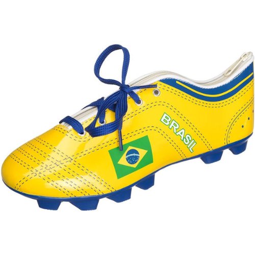 Trousse à crayons stylos Chaussure de foot Brésil Jaune bleu et vert La Chaise Longue Trousse à crayons stylos Chaussure de foot Brésil Jaune bleu et vert La Chaise Longue