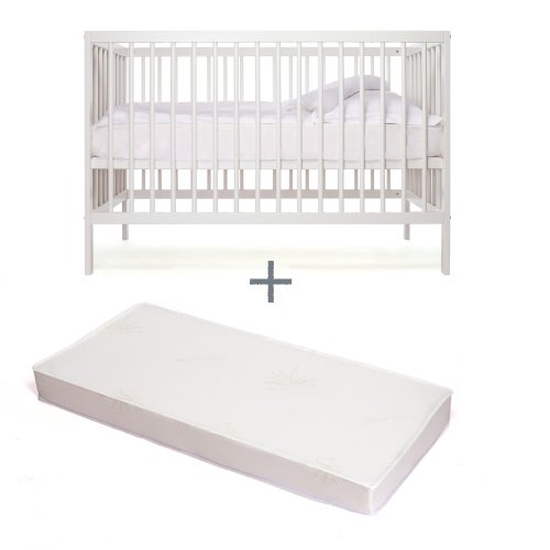 Lit Bébé (120 x 60 cm) écologique et transformable - Premier Prix + MATELAS Aloé Véra + Livraison Gratuite - Blanc Lit Bébé (120 x 60 cm) écologique et transformable - Premier Prix + MATELAS Aloé Véra + Livraison Gratuite - Blanc