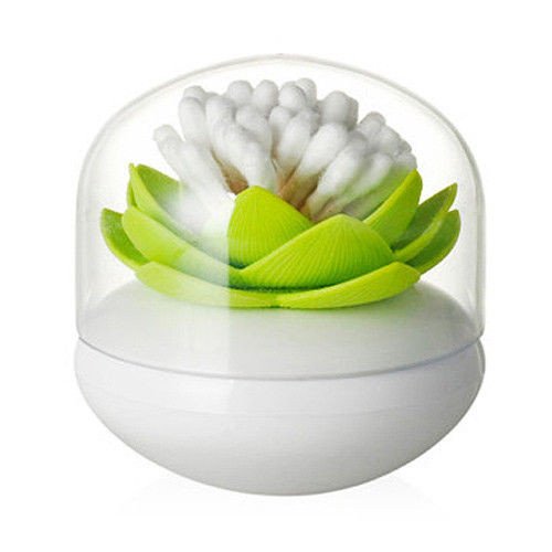 Boîte ou distributeur de coton tiges lotus vert, L'accessoire déco salle de bain