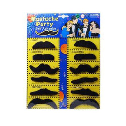 Lot de 12 Fausses Moustaches Amusantes de Tailles Différentes Pour Halloween Lot de 12 Fausses Moustaches Amusantes de Tailles Différentes Pour Halloween