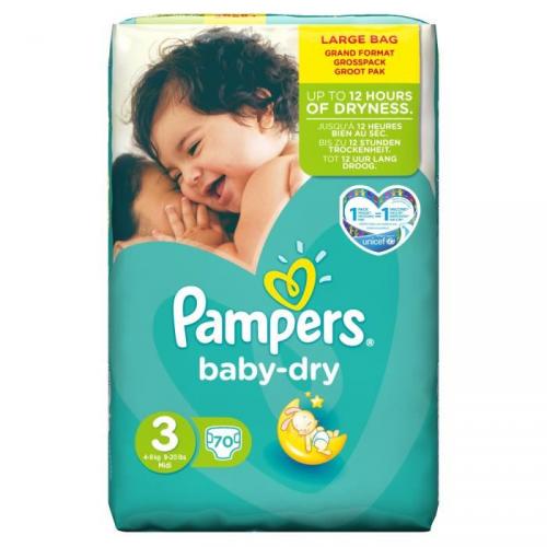 Paquet de 70 couches - Pampers Baby-Dry Paquet de 70 couches - Pampers Baby-Dry