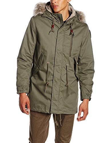 Schott Nyc M51 - Doudoune - À capuche - Manches longues - Homme - Vert (Kaki) - Large (Taille fabricant: L)