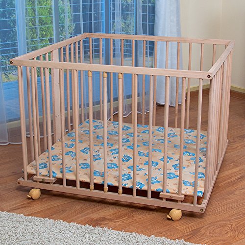 WALDIN - Parc pour b&eacute;b&eacute; - h&ecirc;tre massif naturel non trait&eacute; - env&period; 100 x 100 cm