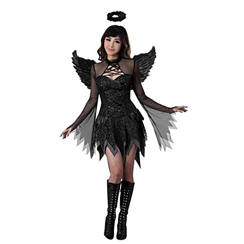 Eleery Déguisement Ange Déchu Noir Ailes Plume Corbeau Adolescent Halloween Toussaint Cosplay Foncé Costume Sexy Party Soirée Eleery Déguisement Ange Déchu Noir Ailes Plume Corbeau Adolescent Halloween Toussaint Cosplay Foncé Costume Sexy Party Soirée