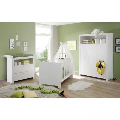 OLIVIA Chambre B&eacute;b&eacute; Compl&egrave;te 3 pi&egrave;ces &colon; Lit   Armoire   Commode