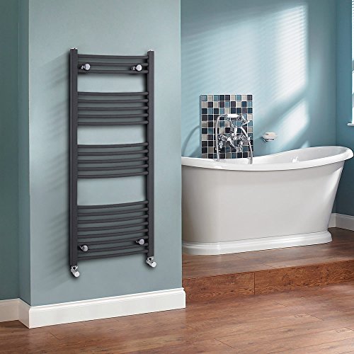 HUDSON REED - Radiateur Sèche-Serviettes Incurvé - Chauffage Central - Acier Gris Anthracite - 115 x 50cm - 543W HUDSON REED - Radiateur Sèche-Serviettes Incurvé - Chauffage Central - Acier Gris Anthracite - 115 x 50cm - 543W