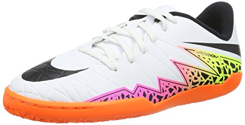 Nike Junior Hypervenom Phelon II IC, Chaussures de Football Entrainement Mixte Enfant, Blanc (White/Black Total Orange Volt), 38 EU