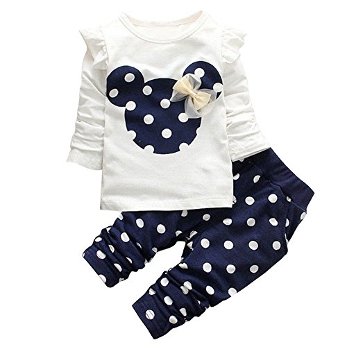 YiZYiF Bébé Filles 2pcs Ensembles Cartoon T-shirt & Leggings Pantalon à Pois Noeud 9 Mois - 3 Ans Bleu foncé 2-3 ans YiZYiF Bébé Filles 2pcs Ensembles Cartoon T-shirt & Leggings Pantalon à Pois Noeud 9 Mois - 3 Ans Bleu foncé 2-3 ans