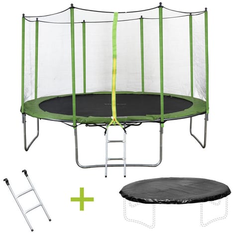 Trampoline Yoopi - Ø 3.65 m - avec filet échelle couverture Trampoline Yoopi - Ø 3.65 m - avec filet échelle couverture
