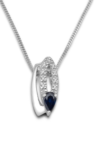 Miore - MT035N - Collier avec Pendentif Femme - Or blanc 375/1000 (9 carats) 1.91 gr - Saphir