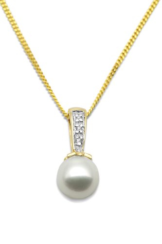 Miore - MT051N - Collier Femme - Or Jaune 375/1000 (9 carats) 1.5 Gr - Perle d'eau douce - Diamant 0.01 cts