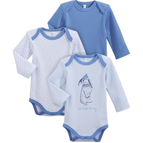 Lot de 3 bodies manches longues lapin bébé garçon Lot de 3 bodies manches longues lapin bébé garçon