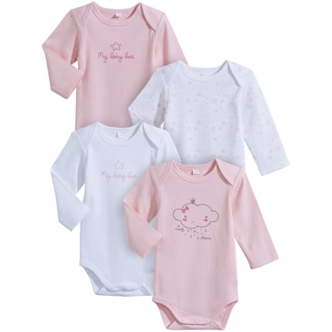 IN EXTENSO Lot de 4 bodies manches longues b&eacute;b&eacute; fille
