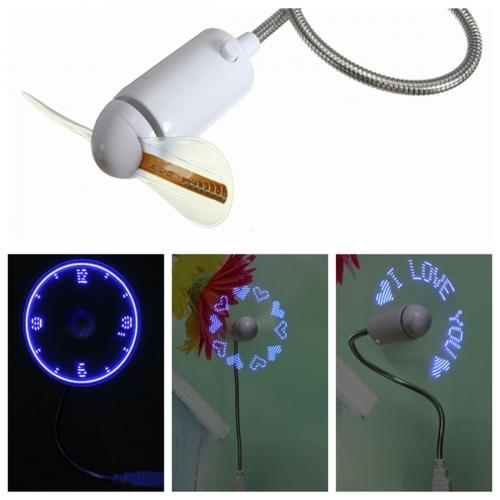 Mini Flexible Gooseneck LED Clock USB Fan For PC Notebook Desk Gadget Car Cool