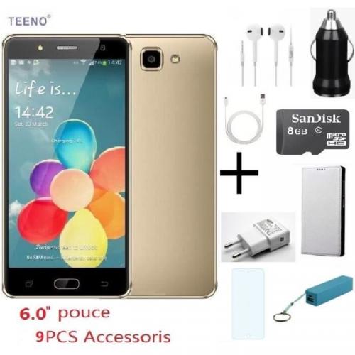 TEENO Smartphone Débloqué 6.0 Pouce 1280 x 720 IPS HD Écran 1.3GHz Quad Core Android 5.1 Double SIM Double Caméra 8.0MP & 8.0MP