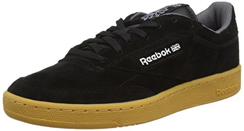 Reebok Club C 85 Indoor, Sneakers Basses Homme, Noir (Black/Wild Blue/Ultima Purple/White/Gum), 44 EU